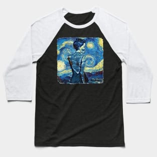 Beach Beauty Girl Van Gogh Style Baseball T-Shirt